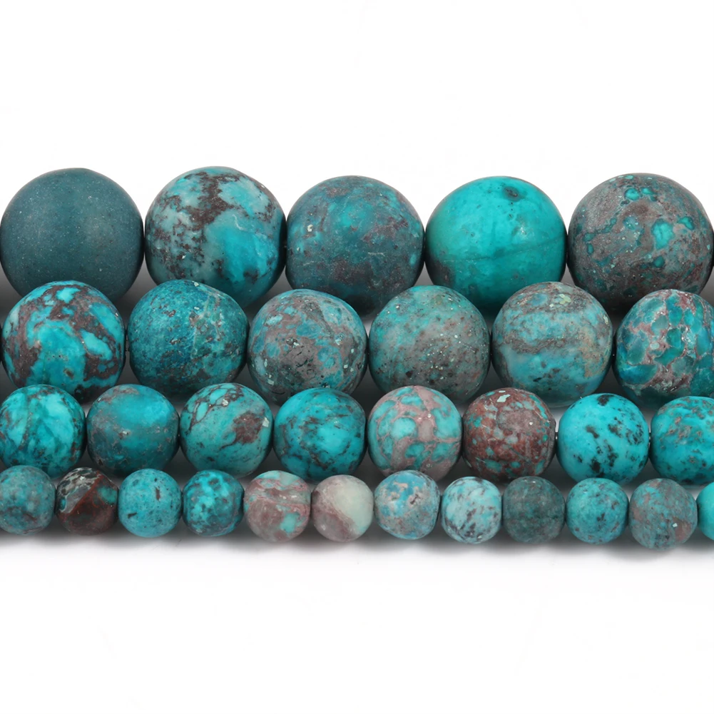 Natural Beads Matte American Turquoises Blue Howlite Round Stone Bead for Jewelry Making DIY Bracelet Accessories 15\'\' 4-10mm