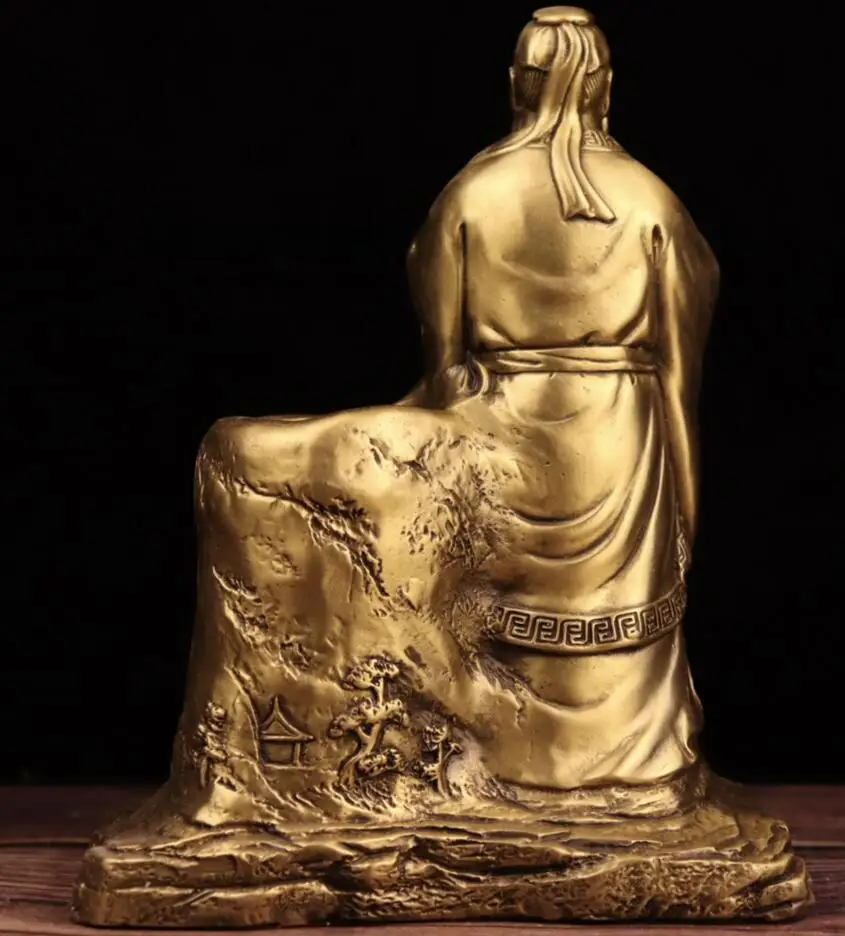 China seiko brass Confucius Pen holder crafts statue