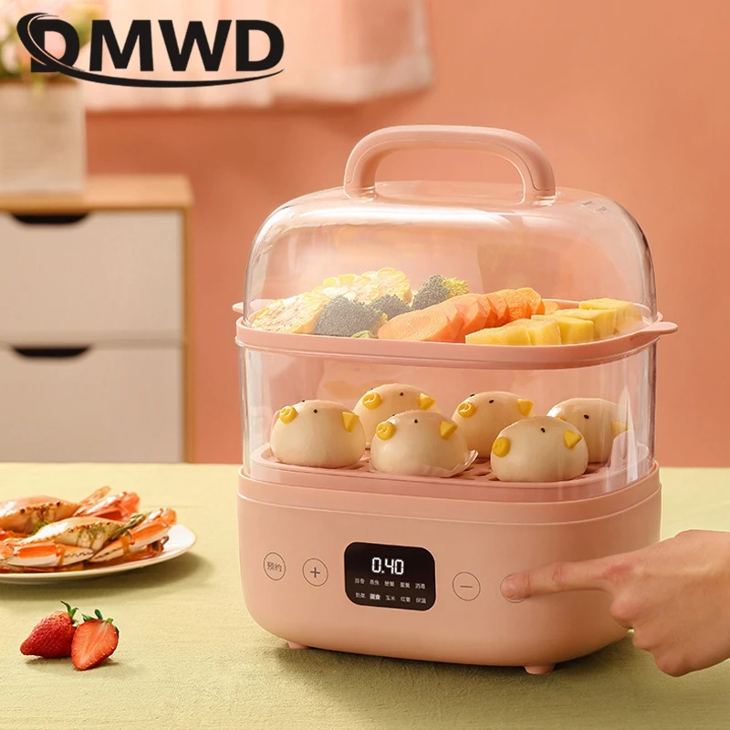 DMWD ไฟฟ้าอาหาร Steamer Double Layer ไข่อาหารเช้าอาหารคอนเทนเนอร์อุ่น24ชั่วโมงการนัดหมาย220V