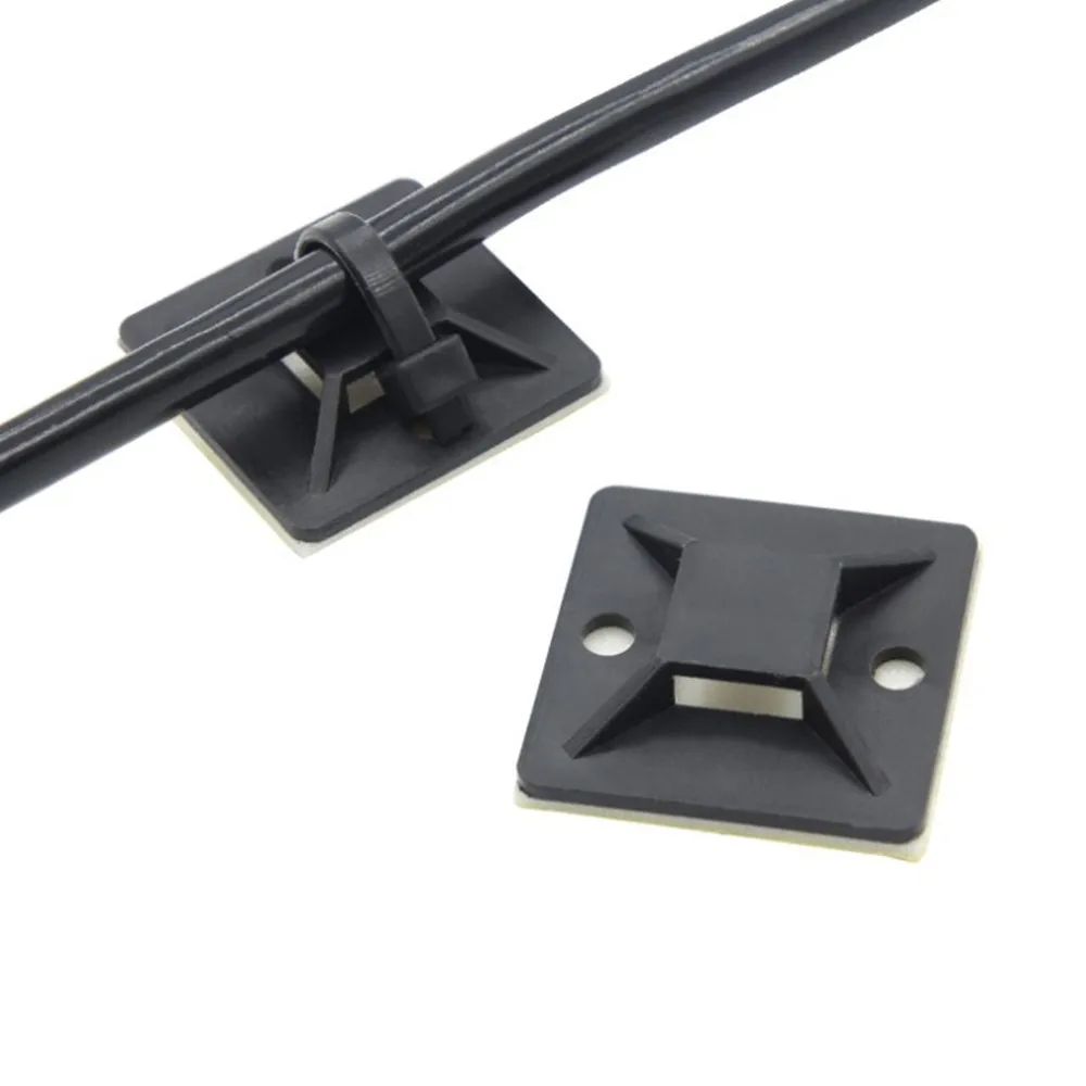 Cable Tie Base Self Adhesive Wall Holder Mount Clip Plastic 100PCS High Quality 20*20/25*25/30*30mm