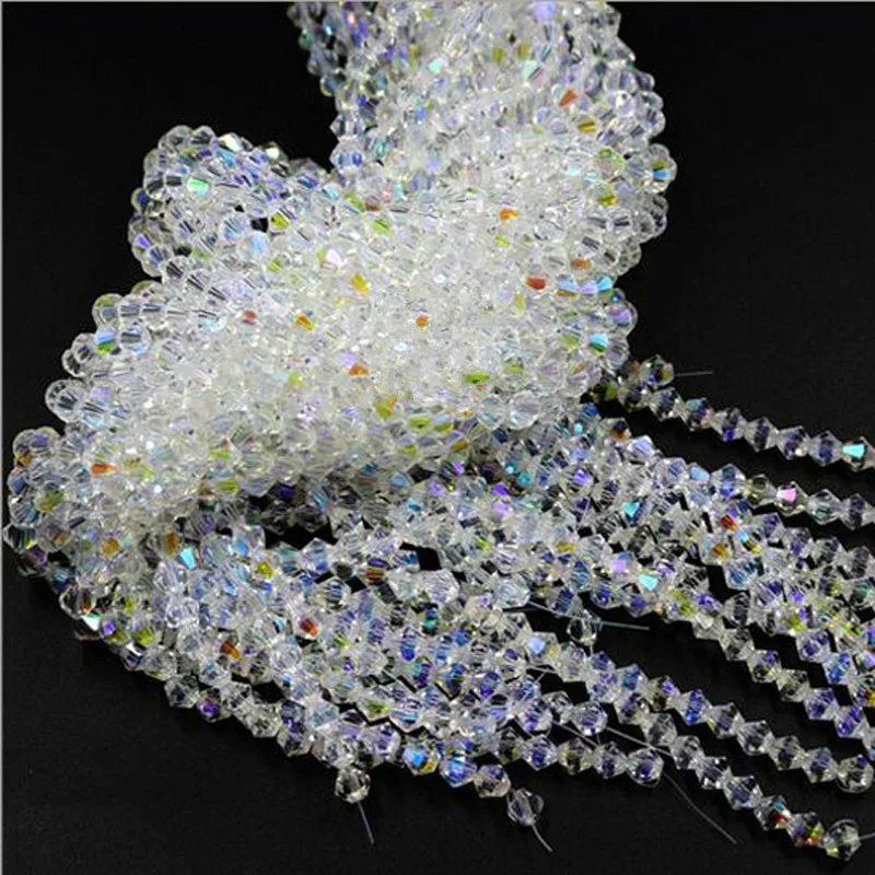 1 Set Clear Crystal AB Bicone Loose Beads For Jewelry Making Bracelets Necklaces DIY Beading Accessories 3MM 4MM 5MM 6MM 8MM