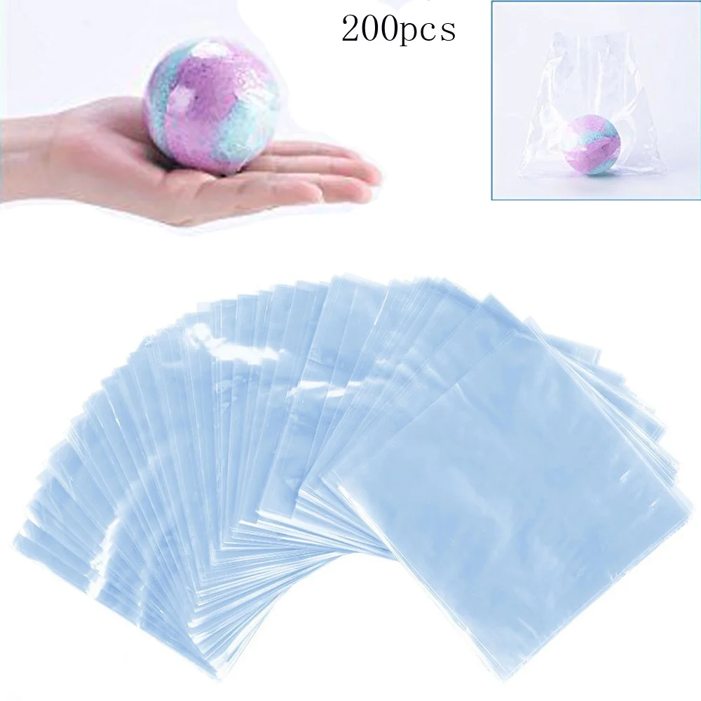 200Pcs Waterproof Heat Shrink Bags for Bathing Soap Bath and DIY Crafts (Transparent)