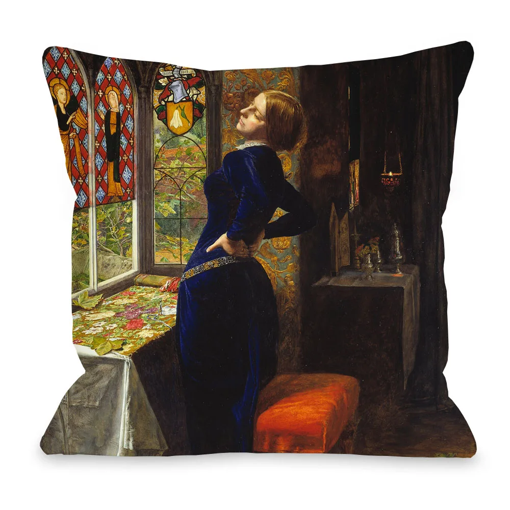 Girl Portrait John Everett Millais Cushion Covers Romanticism Painting Decorative Pillows For Sofa 45X45cm