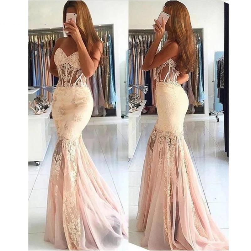 

ANGELSBRIDEP Sweetheart Mermaid Prom Dress Party Gowns Formal Applique Court Train Vestidos de festa Celebrity Evening Gown Hot