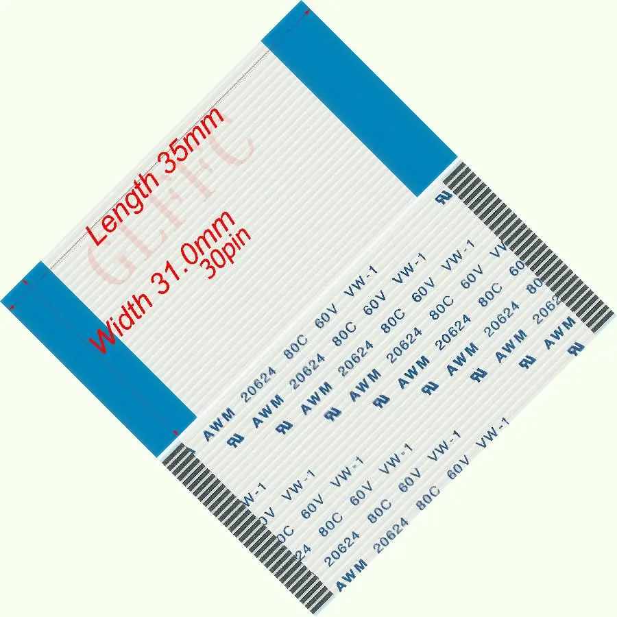 30pin 1.0 الملعب 35 مللي متر-160 مللي متر A-نوع مرنة سلك مسطح FFC awm 20624 ROHS ل TTL LCD DVD الكمبيوتر
