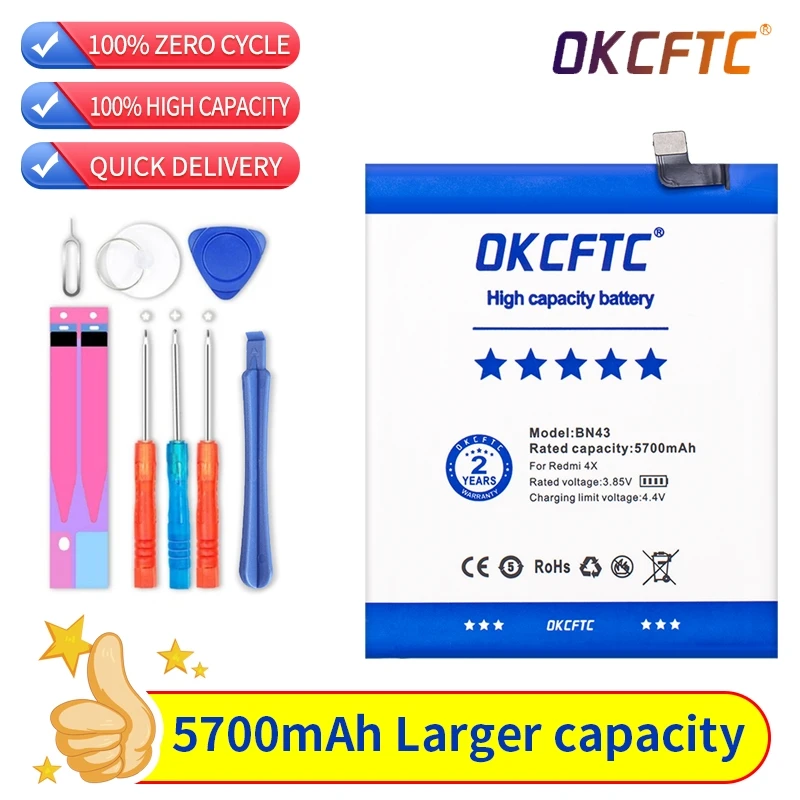 2022 Original Real 5700mAh BN43 Battery For Xiaomi Redmi Note 4X Note 4 global Snapdragon 625 Phone Batteries Bateria