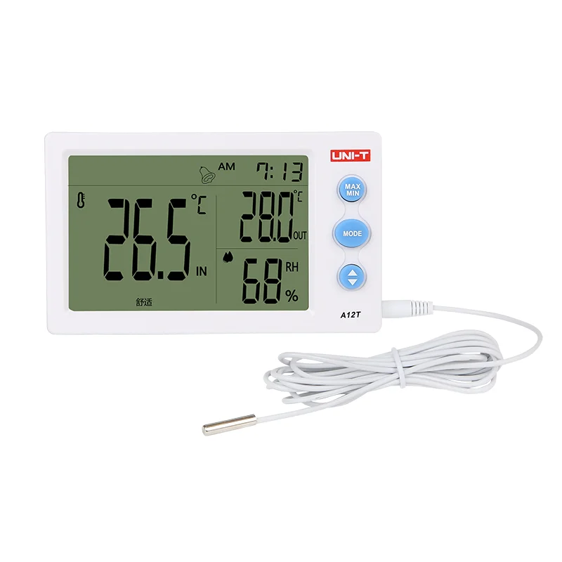 

UNI-T A12T A13T Digital LCD Thermometer Hygrometer Temperature Humidity Meter Alarm Clock Weather Indoor Outdoor Instrument