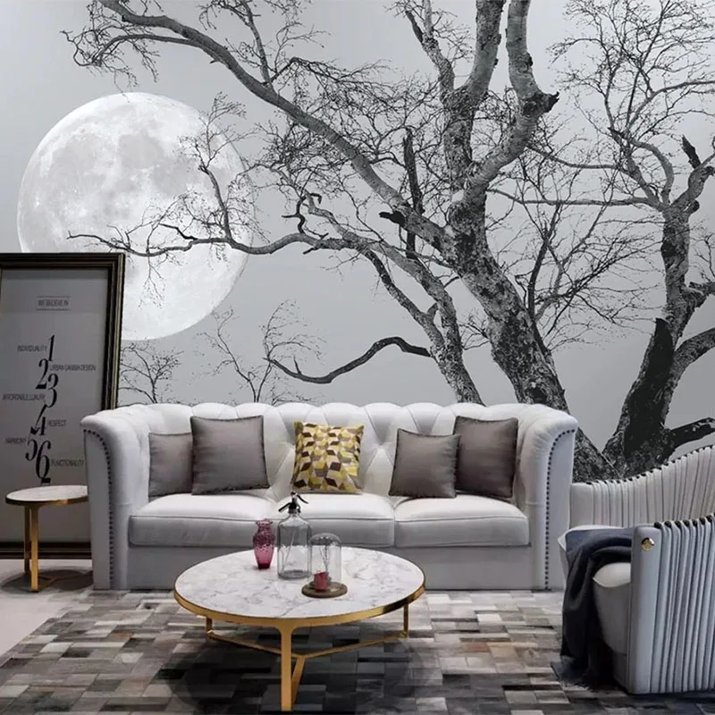 Custom Mural Wallpaper Personalized Modern 3D Branch Moon Tree Background Wall Painting Living Room Bedroom Home Decor Wallpaper