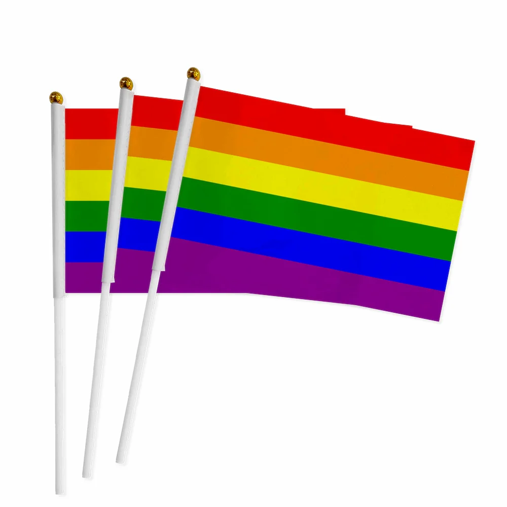 custom hand flag 14x21cm 100pcs dream smp flag Gay Lesbian Homosexual Bisexual LGBT Pride flag Customized rainbow hand flag