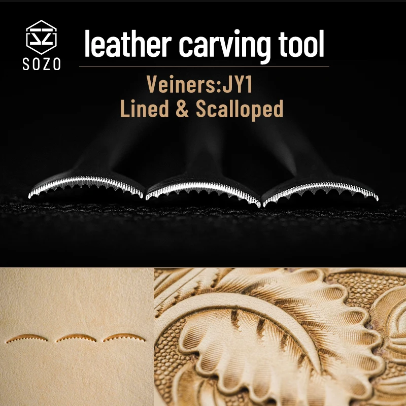 SOZO JY1 Leather Work Stamping Tool Veiners Scalloped Sheridan Saddle Make Carving Pattern 304 Stainless Streel Stamps