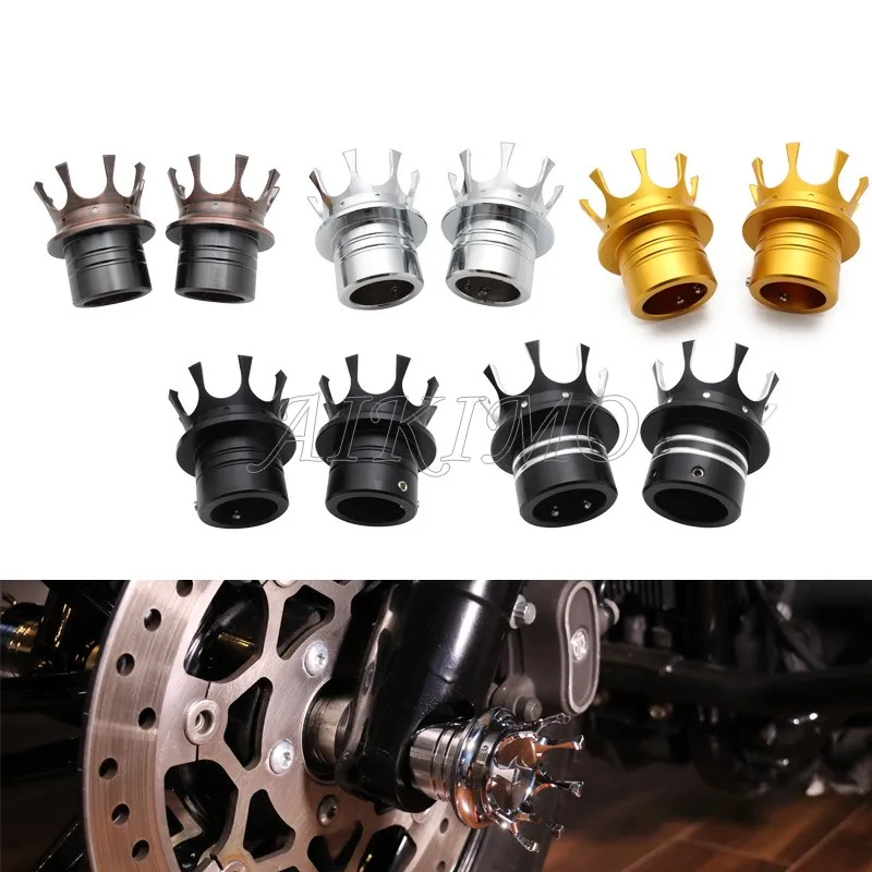 Motorcycle Crown Style Front Axle Cap Nut Cover For Harley Dyna Softail Touring Fatboy Harley Sportsters 883 48 1200