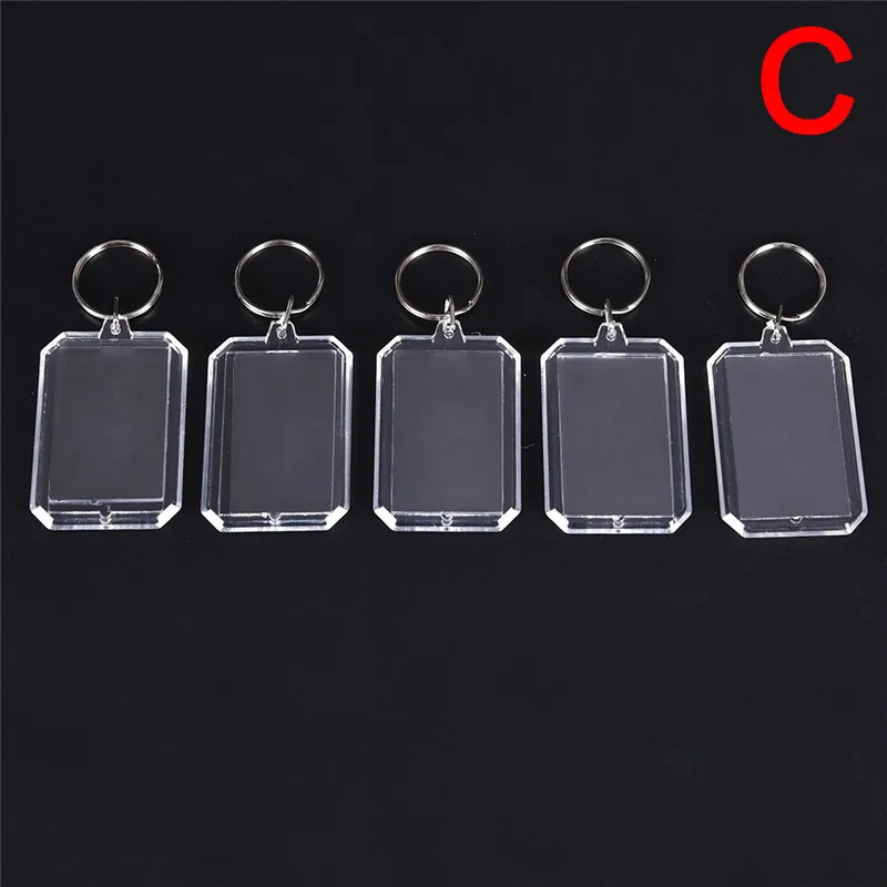 5PCS Rectangle Transparent Blank Acrylic Insert Photo Picture Frame Keyring Keychain DIY Split Ring Key Chain Gift