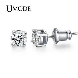 UMODE White Gold Color 4 Prong Small Cute AAA Top Grade 0.5ct Sona CZ  Post Stud Earrings Boucle D'oreille Femme UE0142