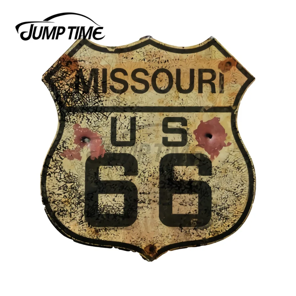 JumpTime 13cm x 12.1cm For Route 66 Shield Sign JDM Vinyl Stickers Car Bumper Window Motorcycle Decal Waterproof Accessories