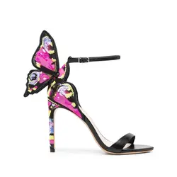 Colorful Butterfly Wings High Heel Sandals Women Stiletto Heel Lady Dress Sandals Fashion Gladiator Sandals Shoes