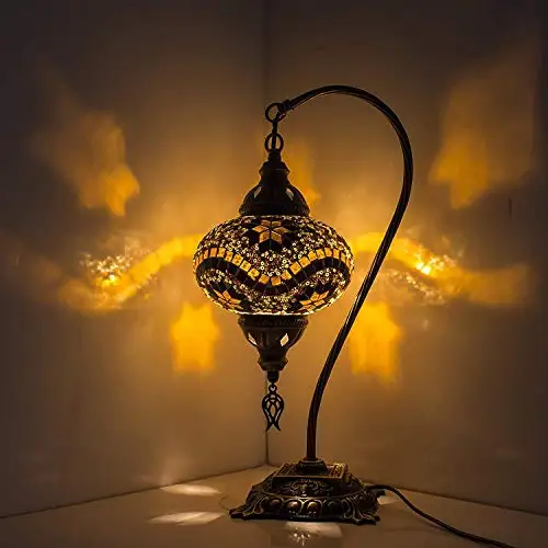 (5 Variation) English Moroccan Mosaic Lamp Light, Turkish Lamp, handmade Mosaic Glass Swan Neck Table Lamp Tiffany Style Bohemian