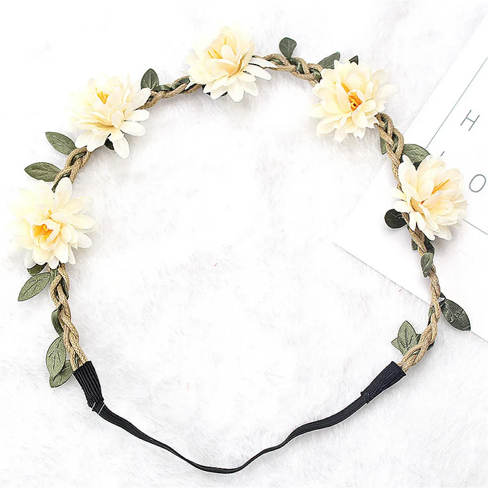 Women Wedding Flower Headband Girls Boho Flowers Headwear Children Headbands Hair Accessories Bride Wreath Beach Garland