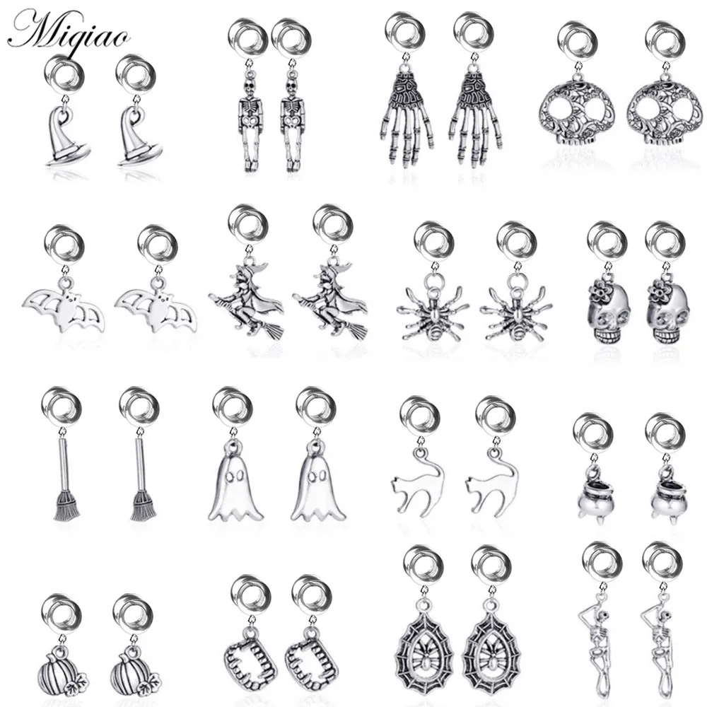 

Miqiao 2pcs Fashion Personality Stainless Steel Skull Bat Spider Ear Expander 6mm-25mm Piercing Jewelry