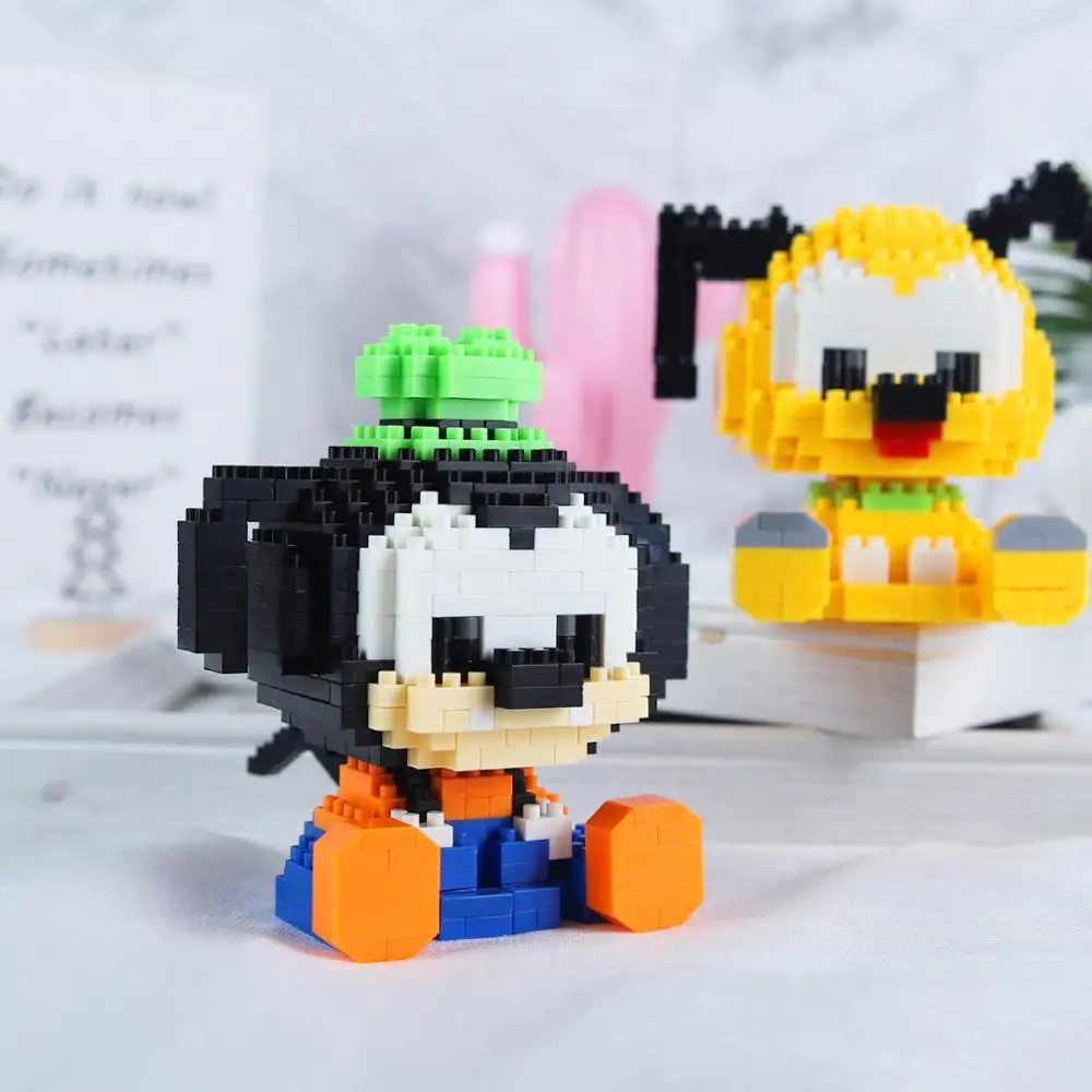 410Pcs + Cartoon Mirco Bouwstenen Zitten Pluto Goofy Minnie Mouse Mickey 3D Model Disney Bricks Cijfers Speelgoed Voor kinderen