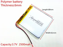 606168 3.7V 2500mAh 606070 Lithium Polymer Li-Po li ion Rechargeable Battery cells For Mp3 MP4 MP5 GPS PSP mobile bluetooth