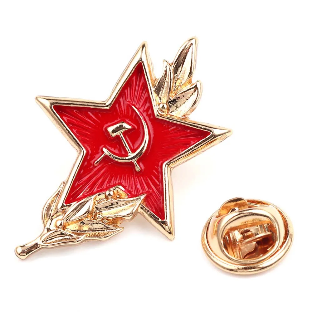 Red Star Hammer Sickle Pins Communism Symbol Brooch Badges Brooches Soviet Union Marxism Logo Jewelry