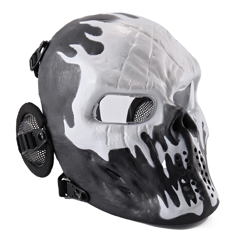 Full Face Protective Mask With Ear Protector For Outdoor Gaming Sports CS Paintball Rmy Fan Connection Props Halloween Cosplay