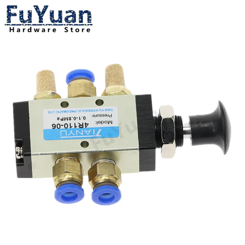 4R110-06 2 Position 5 Way Pneumatic Air Hand Lever Operated Solenoid Valve Fittings Connector silencer