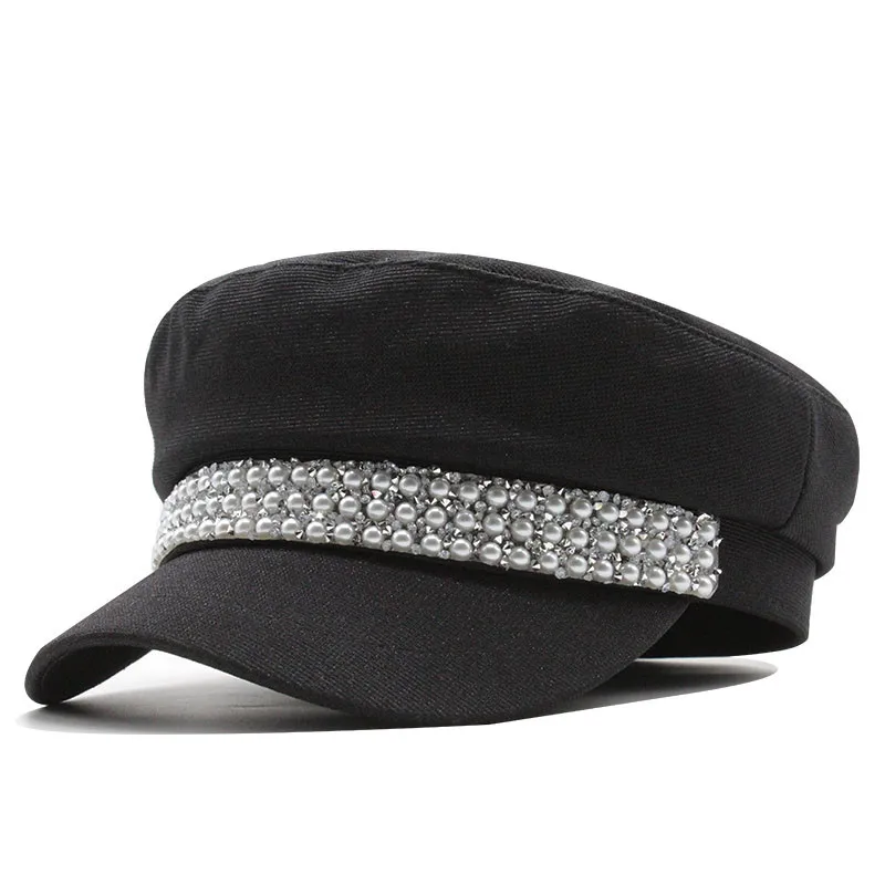 

Women Berets Pearl Decoration Hat Female cotton Newsboy Hat 2020 New Brand summer Beret Lady Painter Bonnet Hats Wholesale