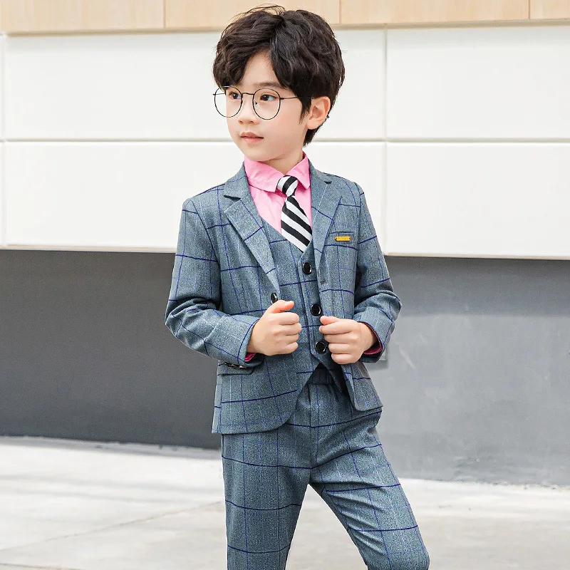 

Flower Boys Formal Wedding Suit Gentleman Kids Jacket Vest Pants Bowtie Birthday Dress School Children violin dance show Costume