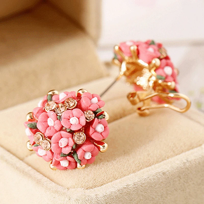 New Fashion Rose Flower Stud Earrings for Women Orange Party Ear Ceramic Daisy Jewelry Bluelans Lovely Earring Piercing