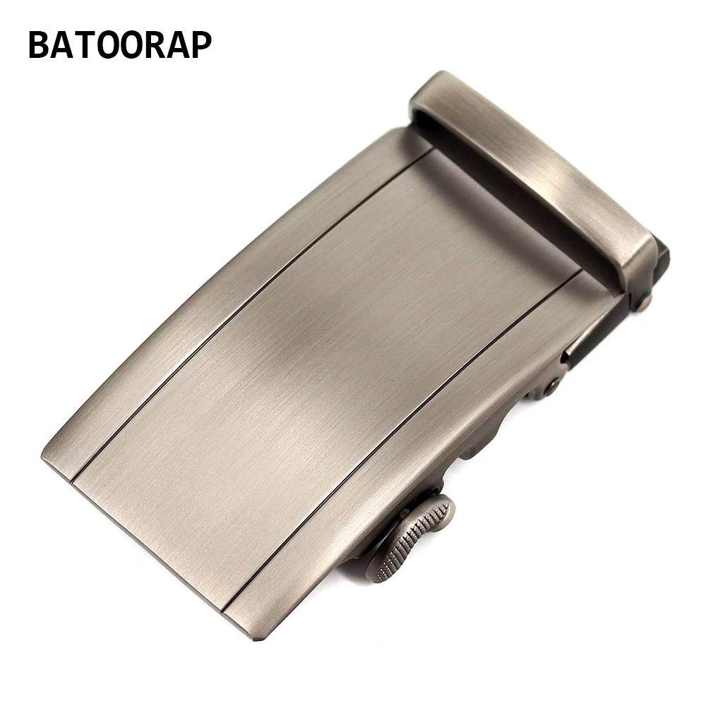 High Quality Automatic Belt Buckle Solid Alloy Business Click Buckle Rectangle Wire Drawing Process Fits In 3.5 CM Ratchet Belt