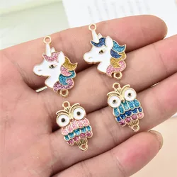 10pcs Colorful Sequins Unicorn Connector Pendant For Earrings Bracelet Necklace DIY Jewelry Marking