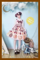 Giapponese Kawaii Ragazza Sweet Lolita Dress Vintage a Vita Alta di Stampa Carino Bowknot Abito Vittoriano Loli Cosplay Gothic Lolita Jsk