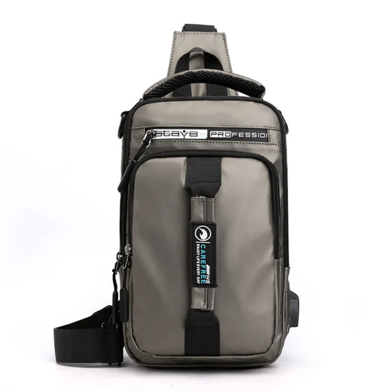 Multifunction Crossbody Bag Men USB Charging Chest Pack Short Trip Messengers Chest Bag Waterproof Large Capacity Shoulder Bag