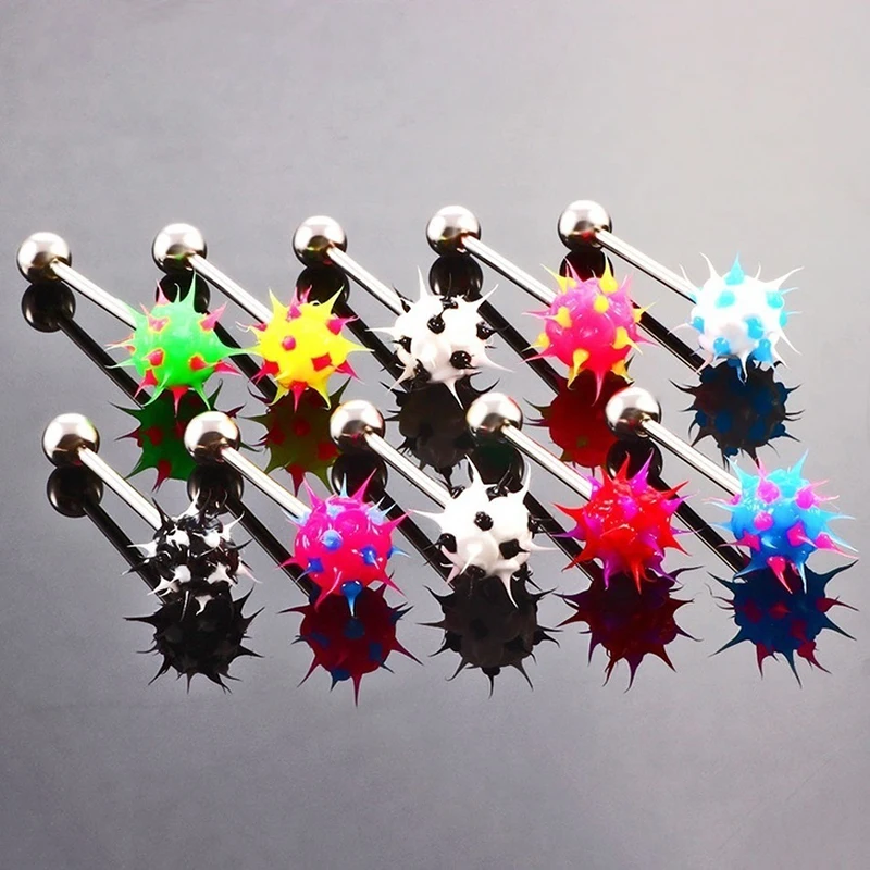 5/10PCS Silicone Tongue Ring Piercing Barbell Tragus Rings Stainless Stee Helix Ear Cartilage Earring Body Jewelry for Women 14g