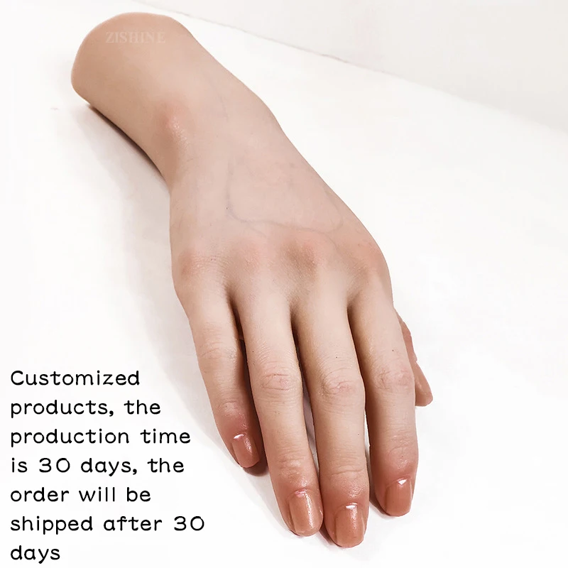 Female Hand Model Silicone Customized Beauty Lifelike Hand for Shooting Props Artwork Decoration Display Fake Nail Art TGZS02