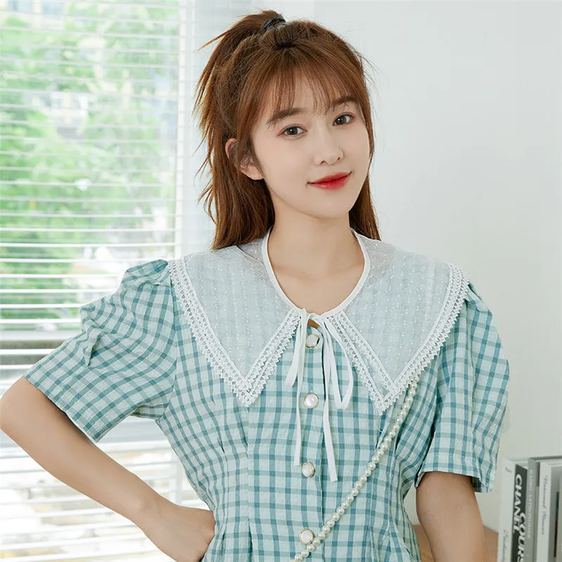 Multifunctional Sunscreen Detachable Doll Fake Collar Shawl Lapel Mesh Embroidery Floral Lace False Collar Clothes Accessory