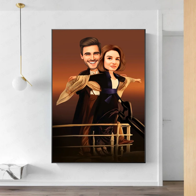 Custom Wedding Portrait Canvas Painting Personalized Couple Caricature Poster And Print Living Room Home Decoration Picture Gift