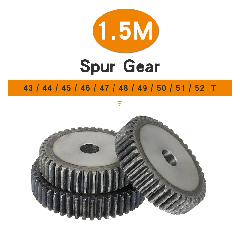 

Cylindrical Gear 1.5M-43/44/45/46/47/48/49/50/51/52Teeth SC45# Carbon Steel Material Flat Gear High Frequency Quenching Teeth