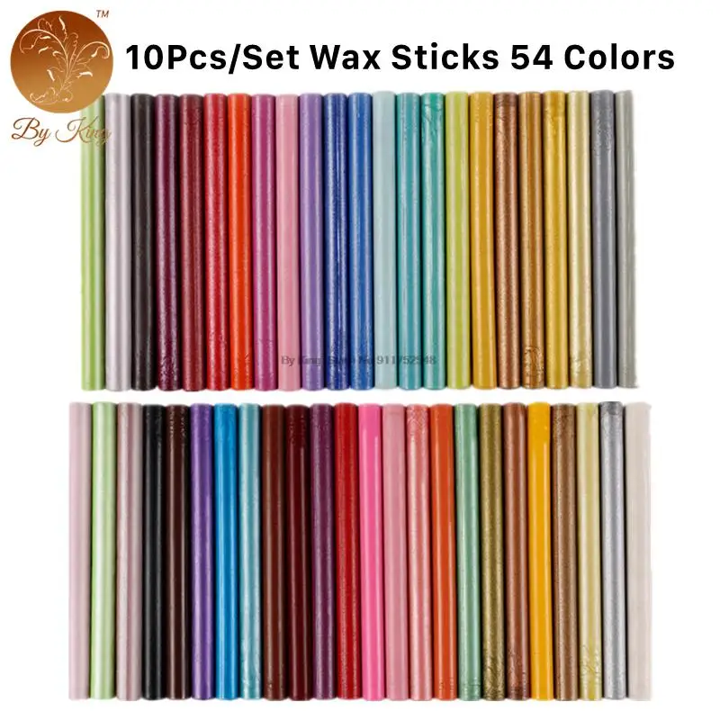 

10Pcs/Set 11mm Sealing Wax Stick 54 Colors Beads Stamp For Glue Gun Melt Craft Envelope Wedding Wax Sealing stamp Making Tool