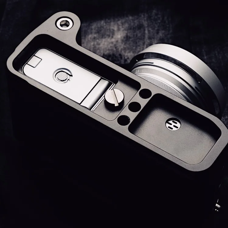 Braket Pelat L Rilis Cepat Pegangan Tangan Kayu Buatan Tangan untuk Fuji X100V Fujifilm X-100V