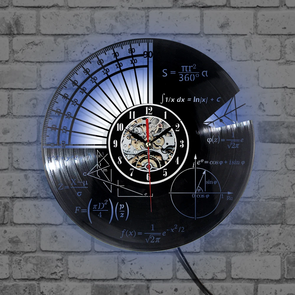 Vinyl Wall Clock Math Equations and Notations Mathematics Chalkboard Geek Record Vinyl Wall Clock for School Classroom Decor