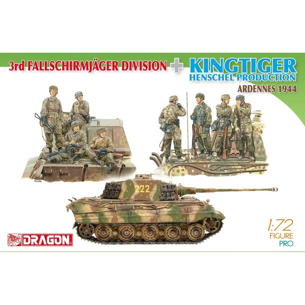 DRAGON 7400 1/72 3rd Fallschirmjager Division + Kingtiger Henschel Production - Scale Model Kit