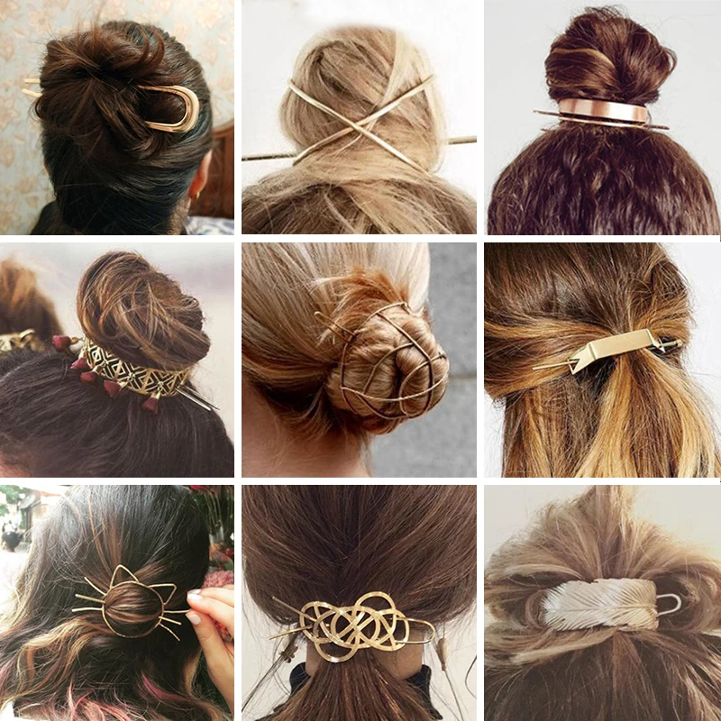 بوهو مشبك شعر ريشة هندسية كعكة الكفة ليف ستار X شكل الشعر العصي لطيف القط دبوس الشعر أغطية الرأس إكسسوارات الشعر هدية العصرية