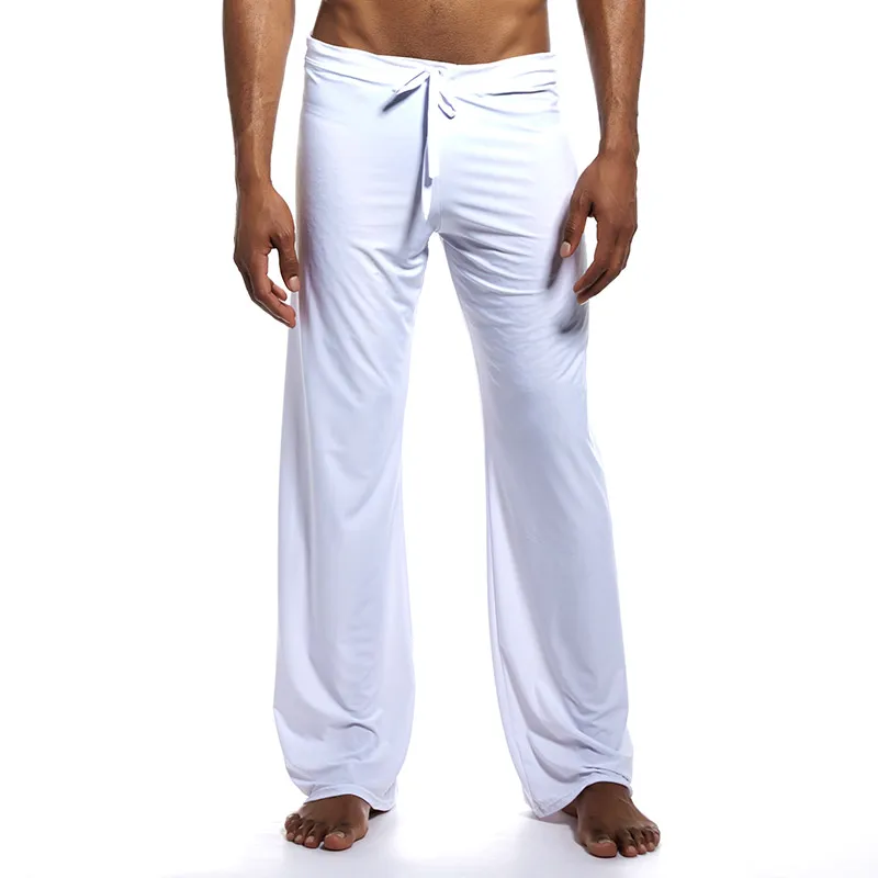 Pantalones de pijama sedosos con cordón para hombre, ropa de dormir cómoda, fresca, ropa de Yoga para el hogar, Verano