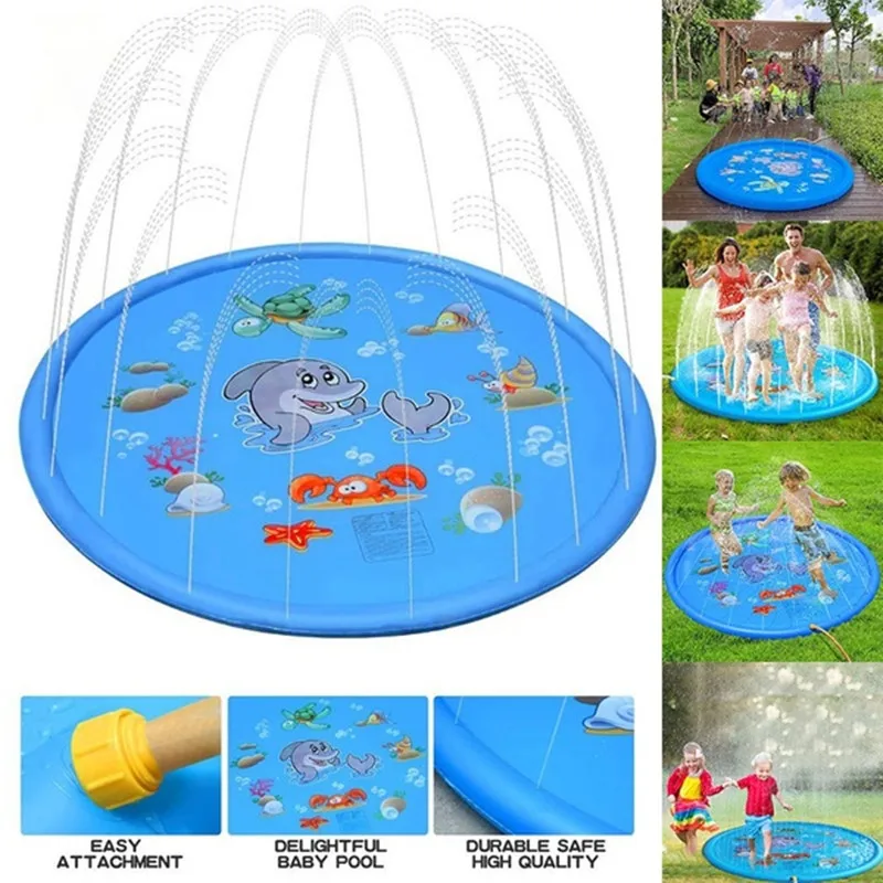 Summer Lawn Children Water Game Play Mat Kids Outdoor Splash Mat For Kids Pool Games Toy Sprinkle Splash Water Toy Bath Pad