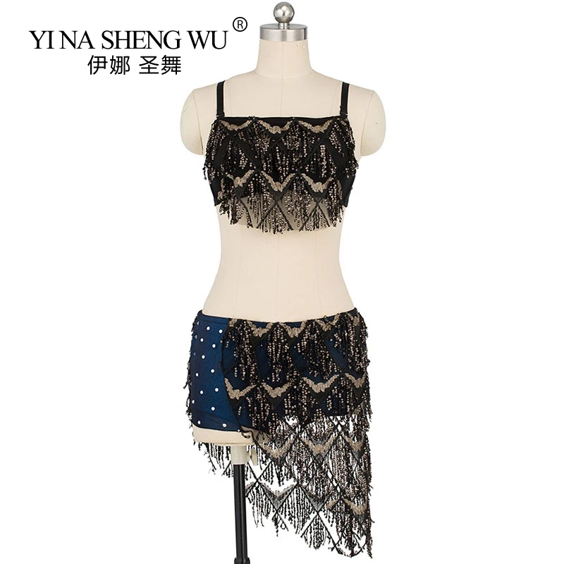Women Mermaid Belly Dance Costume Set Bling Bling Belly Dance Bra Hip Scarf Sequin Tassel Belly Dance Hip Scarf Costumes