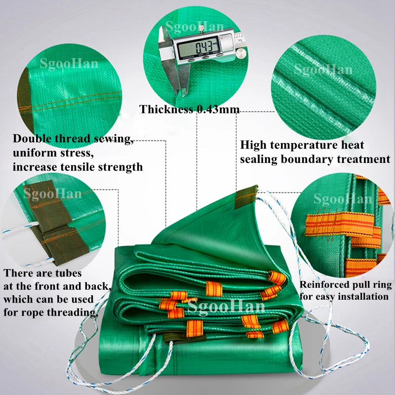 Green Truck Canopys PE Tarpaulin Freight Car Truck Rainproof Cloth Container Awning Boat Cargo Ship Waterproof Cloth Shade Sail