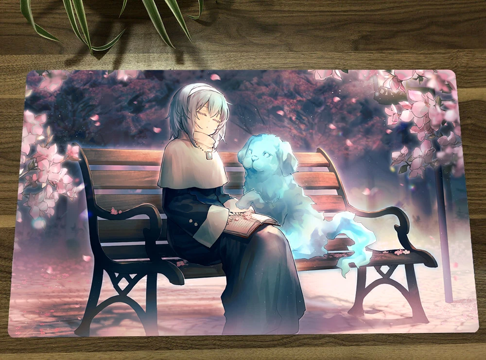 

YuGiOh Ghost Sister Spooky Dogwood TCG Mat Trading Card Game Mat CCG Playmat Anti-slip Rubber Mouse Pad Desk Play Mat 60x35cm