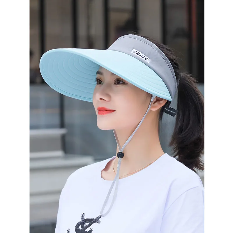 2021 NEW women summer sun visor wide-brimmed hat beach hat adjustable UV protection female cap packable pure cotton caps